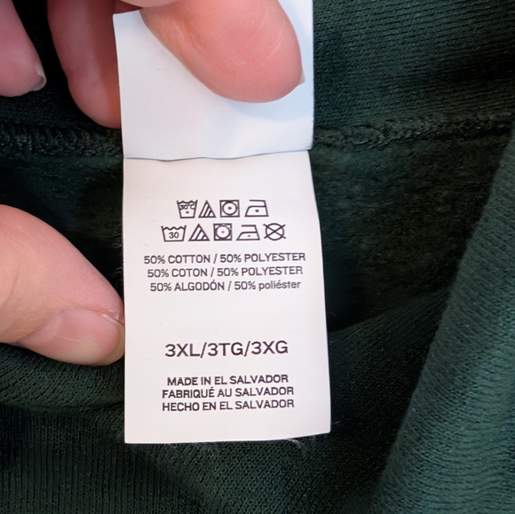 Men's Hoodie Dark Green Pullover Sweatshirt With Hood Hanes Ecosmart Size 3XL - Picture 3 of 5